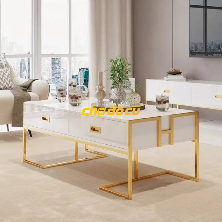 Thanh Lý Bàn Trà Sofa Chân Sắt Sơn Mạ Vàng Tủ 2 Chiều