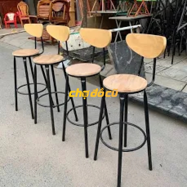 Thanh Lý  Ghế Bar, Cafe Chân Sắt Mặt Gỗ