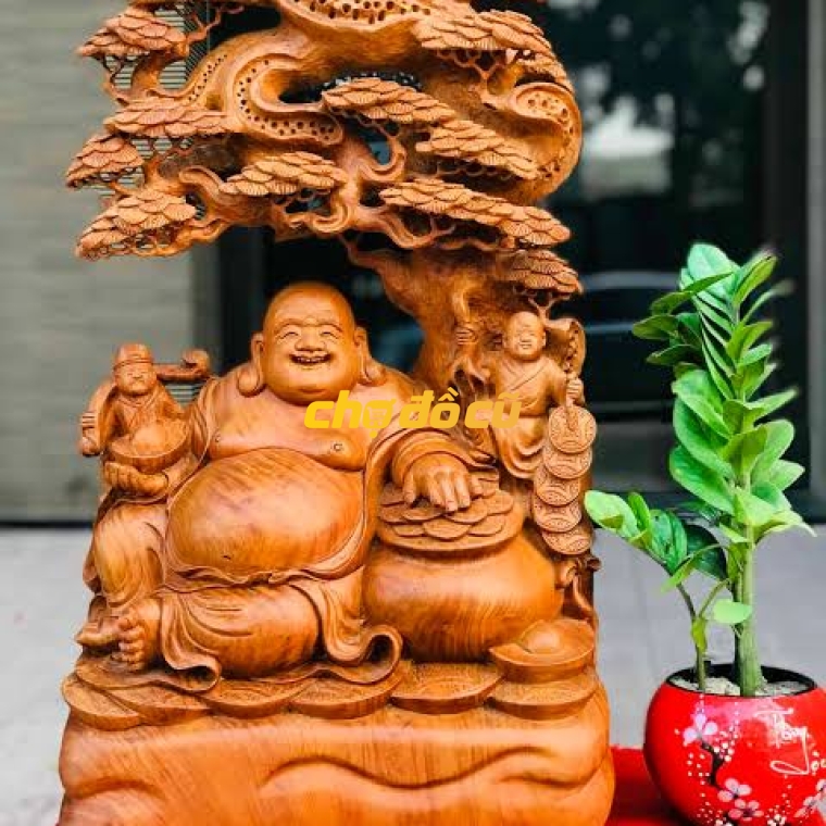 Thanh Lý Tượng Di Lặc Ngồi Gốc Tùng Gỗ Hương